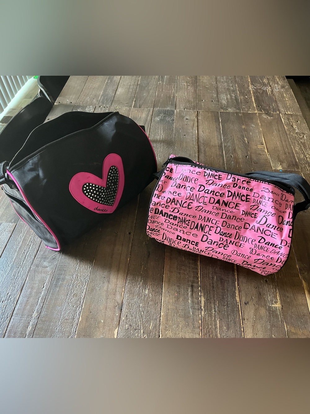 Dance Print Pink and Black Ballet/Dance Bag Set (2)